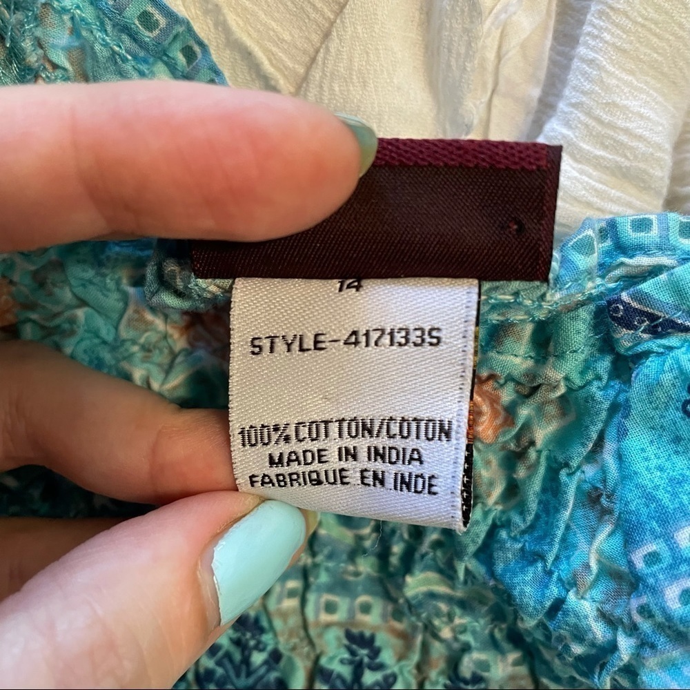 Nevada Y2K Printed Smocking Ruched Top Small - Picture 4 of 5